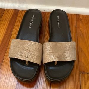 Donald Pliner gold sparkle metallic slides